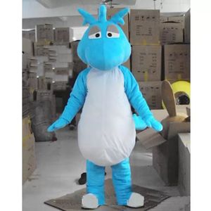 Costume da mascotte di dinosauro blu di Halloween Cartone animato Anime personaggio a tema animale Natale Festa di carnevale Costumi di fantasia Taglia per adulti Compleanno Vestito da esterno