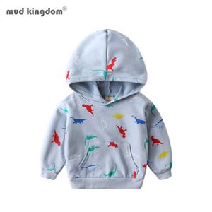 Mudkingdom Jungen Hoodies Herbst Langarm Mode Dinosaurier Druck Sweatshirt 3-8 Jahre Cartoon Pullover Kleidung 210615