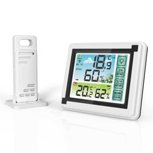 Stacja pogodowa Kryty Outdoor Wireless Digital Thermohymetr Miernik Temperatura Monitor wilgotności Pogoda Zegar Higrometr 210719