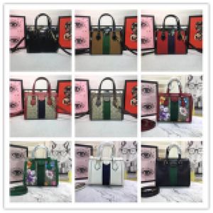 Bolsa Tote Pequena Designer Luxo Ophidia 547551 Bolsa Tote Pequena PVC Flora Marrom Verde Multi Couro Camurça Vermelha Bolsas de Couro de Bezerro NOVO