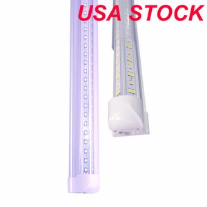 144W T8 LED Rurka zintegrowane LEDS Light V W kształcie Wymień fluorescencyjne oświetlenie chłodnicy Drzwi Garage Shop Lights AC85-265V 14400LM 25 Pack Stock In USA