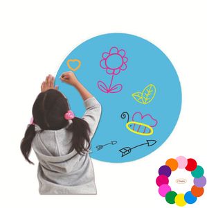 Dry Erase Circles 12 Pcs -Kids White Board Marker Wall Stickers Removable PVC Dots Sticker Set(11inch) Self-Adhesive Message Drawing Boards For Classrooms Offices Home