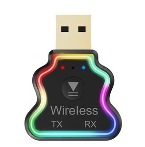 USB Bluetooth 5.0トランスミッタレシーバアンビエントライトTX RXハンズフリーカーMP3プレーヤーPCテレビホームスピーカー用ワイヤレスアダプタ