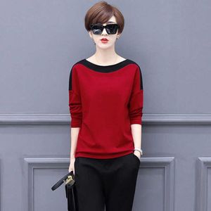Simple Style Women Spring Autumn T Shirts Lady Casual Slim O-Neck Leaf printed Tees Shirt Tops DF2031 210609