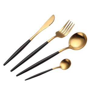 Dinnerware Set Stainless Steel Black Knife Fork Spoon Teaspoon Cutlery Kitchen Tools