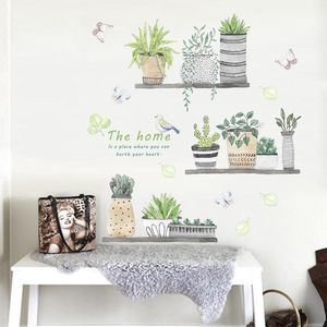 Adesivos de Parede Jardim Planta Bonsai Flor Borboleta Casa Decoração Sala de Living Cozinha Decalques DIY Mural Art Decoração