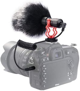 C1 Camera Microphone Universal Video Microphone with Shock Mount Furry Windscreen External Mic Shotgun for smartphone