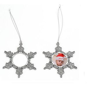 Wholesale Sublimation Blank Snowflake Ornament Zinc Alloy Xmas Pendant DIY Heat Transfer Christmas Tree Decoration