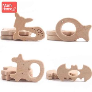 20 pc Baby Baby Teether Animal Beech Chupeta Pingente BPA Livre Wood Wood Dentes Em Branco Roedor Teether Toy Presente de Enfermagem de Brinquedo Infantil Bom 211102