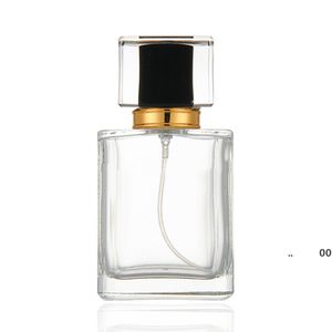 Garrafa de perfume de vidro quadrado de alta qualidade de 50ml frasco de perfume vazio colorido maquiagem atomizador bomba de pulverizador de pulverizador por mar rre10741