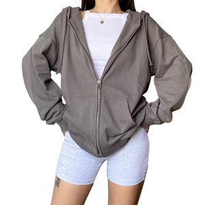 Women's Hoodies Sweatshirts Oversized Hoodie Sweatshirt, Zip Up Jacket Vintage Zipper Långärmad 90s Y2K E-Girl Transition Coat