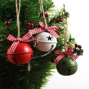 Decorações de Natal 1 Pc Pingente Pingente Bell Vermelho Branco Verde Metal Jingle Bels Árvore de Xmas Enfeites De Casa Decoração