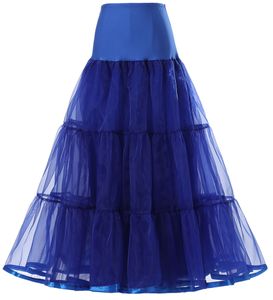 Lång petticoat ruffled vintage bröllop brud för klänningar underskirt svart vit röd blå klänning petticoat