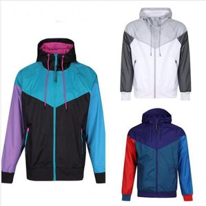 2021 Outdoor Hooded Mens Jackets Sports Windbreaker Patchwork Coats Print Zipper Hoodies Running Outwear Wholesale S-2XL