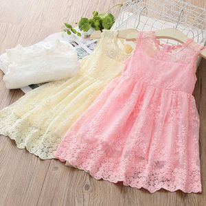 Estate 90 100 cm 2 3 anni 18 M 24 M 36 M Bambino Prom Carino ricamo floreale serbatoio pizzo prendisole abiti per bambini ragazza 210529