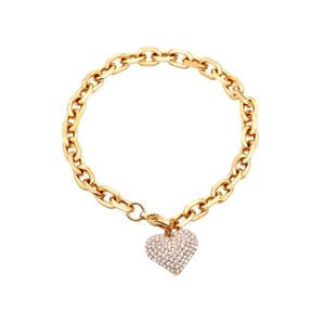 Wholesale silver chain bracelet for women hand for sale - Group buy Charm Bracelets Rhinestone Heart For Women Gold Silver Color Link Chain Trendy Jewelry Hand Friend Gift
