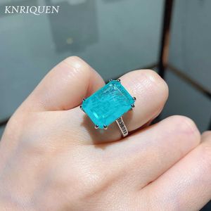 Solitaire Ring Charms Big Gemstone Women's 12*16 Paraiba Tourmaline Topaz Party Wedding Bands Jewelry Female Anniversary Gift cessories Y2302