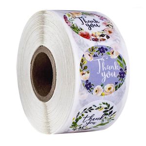 Hediye Sargısı 500pcs/Roll Zarif çiçek baskısı Teşekkür Eden Çıkarmalar Mühür Kağıt Yapışkan Etiketler Scrapbook Kırtasiye Sticker Deco Zarf için