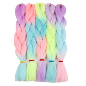 Ombre Glowing Synthetic Braiding Hair Extensions 24inch 100G Lower Temperature Fiber Jumbo Braids