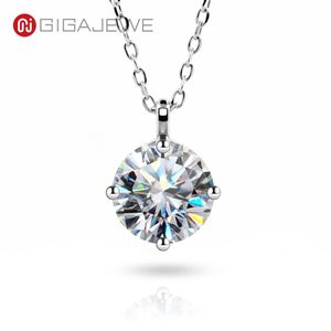 Gigajewe Noel Pandient 3CT 9mm EF Yuvarlak Kesim Kolye 18 K Beyaz Altın Kaplama 925 Gümüş Moissanite Takı GMSN-030