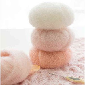 1PC 24 - 25g / Ball Angola Amorous Feelings Thin Mohair Wool Yarn Plush Fine Wool Crochet Hand Knitting Y211129