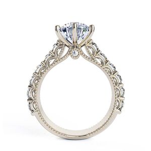 Cluster Rings edi Royal Vintage Ring 14K White Gold 2 Moissanites Lab Grown Diamond Engagement Wedding For Women