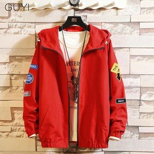 Мужские куртки красные с капюшоном в Японии стиль молния куртка мужчины свободные повседневные пальто мужской хип-хоп уличная одежда Одежда осень зимние карманы