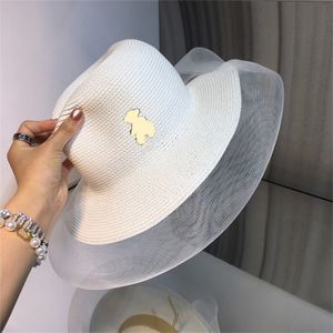 Summer Visor Caps Casual Szeroki Brim Mężczyźni Kobiety Czarna Biała Najwyższej Jakości Drukowane Tkane Kapelusze