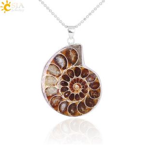Wholesale mens seashell necklace for sale - Group buy CSJA Natural Stones Pendants Ammonite Fossils Seashell Snail Ocean Reliquiae Conch Animal Necklace Statement Men Jewellery V2