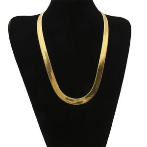 10MM Wide Snake Bone Chain Yellow Gold Filled Men Statement Herringbone Necklace cm Q2