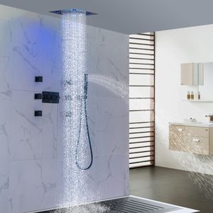 Mat siyah LED duş sistemi 12 inç kare yağmur el tutma