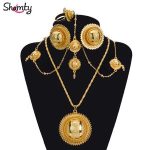 Shamty Etiope Bridal Pure Gold Color African Jewelry Sets Hot Nigeria Sudan Eritrea Kenya Habasha Style Style Set di nozze A30029 H1022