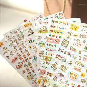 6pcs/set de desenho animado diário de viagem adesivo PO PVC Scrapbook Decors Stickers
