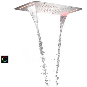 Rubinetti per doccia da bagno in nichel spazzolato 71X43 CM con soffione doccia multifunzione a LED Cascata a pioggia atomizzante