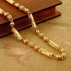 Masculino simples 18k ouro colar hexagonal Bambu Bambu Chain Fine Jewelry Clavícula Colares para Homens Boyfriend Presentes de Aniversário 220214