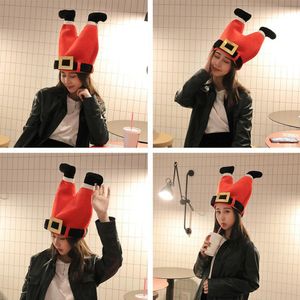 2020 Electric Hat Funny Red Caps Santa Claus Legs Pants Novelty Plush Hats Unisex Cap Toys for Christmas