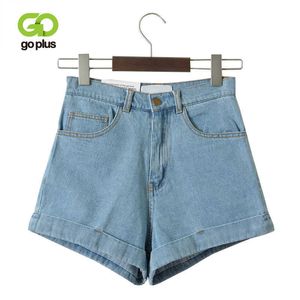 Vintage Denim Shorts Women High-Waist Rolled Hem Denim Shorts Tjejer Sexig Cuff Jeans Shorts Plus Size Girls 'Street Wear C3627 210611