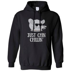 メンズ パーカー スウェット ノベルティ パーカー Just Chin Chilling サングラス チンチラ ペット ジョーク ダジャレ