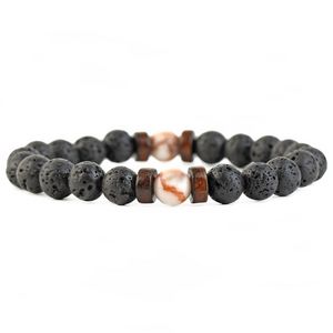 Wood Beads 8mm Black Oil Diffuser Lava Rock Bead Strand Bracelet Wristband cuff for Women Men Fashion Jewelry Will and Sandy