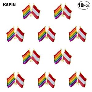 Rainbow & Austria Friendship Flag Lapel Pin Flag badge Brooch Pins Badges