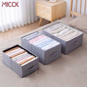 MICCK Scatola portaoggetti in cotone e lino di grande capacità per armadio cassetto biancheria intima camicia abbigliamento organizzatore strumento domestico 211102