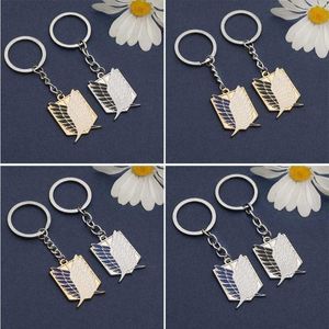 Ataques de anime em Titan Scouting Legiões Emblema Keychain Wing of Liberty Pingente Keyring Cosplay Unisex Moda Jóias Novo G1019