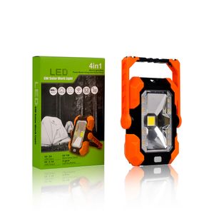 2021 Lampy słoneczne COB Lampki robocze z zasilaniem 4 w 1 Powered Przenośny Light Flood Light Red Ostrzeżenie Camping LED