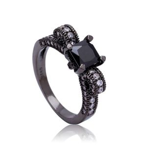Wedding Rings Hainon Black Gold Color Women Bowtie Band Engagement Ring Elegant Jewellery Square Cubic Zircon Finger