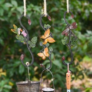 Cast Iron Large S Hooks Double sided Painted Hanger Baskets Hook Hummingbird Dragonfly Butterfly Colorful S shaped Rails