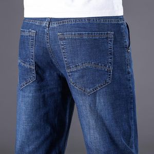Spring Summer Brand Classic Casual Straight Men Jeans Blue Lightweight Cotton Fashion Trousers Denim Quality Stretch 2021 Men's