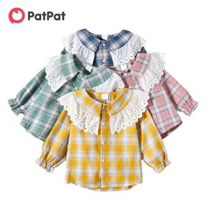 Arrivo Primavera e Autunno Neonata Camicia a quadri dolce in cotone a maniche lunghe Smock Abbigliamento per bambini 210528