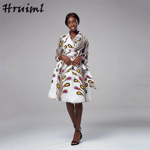 Abito Regular Streetwear Autunno Sera Cintura Manica Dritta Elegante Donna Stampa Party Classy Scollo a V Midi es 210513