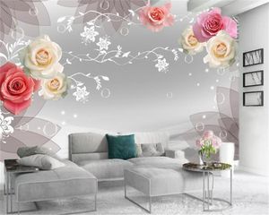 Bakgrundsbilder Custom 3D Po Wallpaper Delikat Rose Vit Bubblor HD Digital Utskrift Silke Väggmålning
