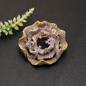 Vanifin Fashion Jewelry Original Artistical Ripple Flower Brooch Pendant Dual Use for Wedding Micro Paved Luxury Bridal Gift